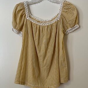 Max Studio Gingham Short Sleeved Blouse